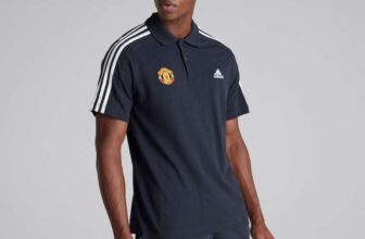 Manchester United x adidas Mens Essentials Pique 3-Stripes Polo Shirt Navy
