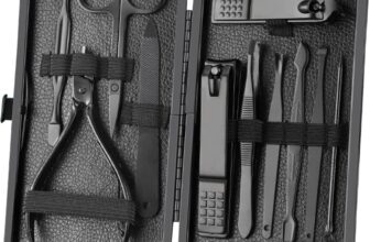 Manicure Set Nail Clippers Pedicure Kit -12PCS Stainless Steel Manicure Kit, Professional Grooming Kits, Nail Care Tools with Luxurious Travel Leather Case Gift Box (Black, 12)
