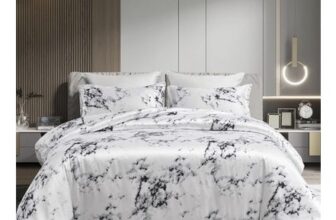 Marble Bed Linen 220 X 240 Cm Satin Black White