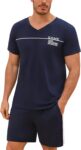 Marvmys Mens Pyjamas Shorty Short Sleeve Set Mens Two-Piece Pyjamas Traditional T-shirt and Short Pyjama Set Nightwear Pjs Loungewear