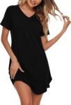 Marvmys Womens Long Nightdresses Soft Cotton Nightshirt Short Sleeve V Neck Plus Size Casual Sleep Dress Nightgown Sleepwear