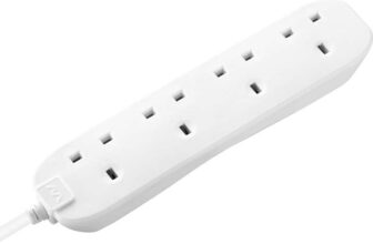 Masterplug Four Socket Extension Lead, 3 Metre Cable, Unswitched, 4-Way Plug Extension Cable, White