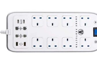 Masterplug Surge White 8 socket Extension lead with USB, 2m (Free C&C)