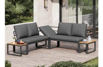 Matteo 4-5 Seater Grey Linen Weather-Resistant Garden Sofa & Lounge Set