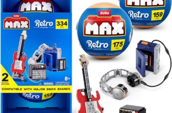 Max Build More Premium Retro Series 2 2 Pack (Walkman & Guitar and Amp) by ZURU Novelty Unboxing Toy & Building Brick Collectible Minis with up to 188 Pieces