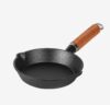 Maxcook Uncoated Cast lron Pot, Wooden Handle, 10 cm Diameter (Free Delivery over £30 spend)