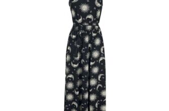 Maxi Dress with Sun, Moon and Stars Maxi Dress Black by Gothicana by EMP