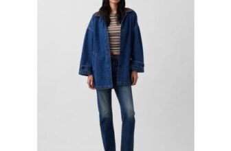 Medium Wash Oversized Denim Car Coat