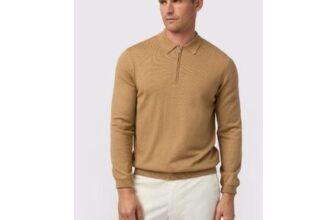 Melka Camel Zip Knit Polo