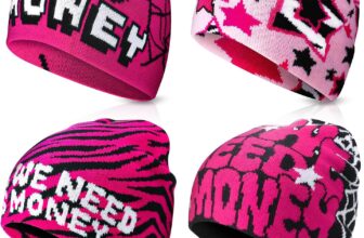 Meng Jiaran 4 Pcs Y2k Hip Hop Unisex Beanie Hat,Autumn Winter Novelty Knitted Hats,Y2k Accessories Outdoor Caps for Women Men Pink