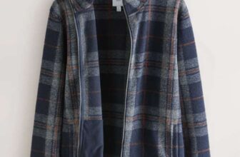 Mens Brown Check Full Zip Funnel Neck Fleece ( XS to 2XL ) – Free click and collect