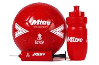 Mens FA Cup Gift Set Red/White – Football, Mini Pump & Water Bottle