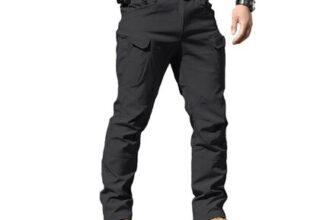 Mens Stretch Cargo Work Trousers, Black, Knee-Pad Pockets