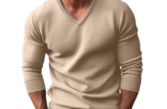 Mens V-Neck Slim-Fit Knit Jumper Long Sleeve