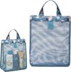 Mesh Beach Tote Bag Travel Reusable Shopping Net Bag Portable Lightweight Storage Tote for Family Holiday Picnic Swimming Pool Grocery Organizer (3226 CM)