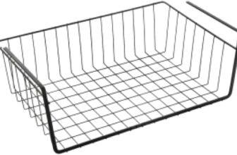 Metaltex Lava Kanguro – Under Shelf Storage Basket – Space-Saving Shelf Organiser – Undershelf Basket for Kitchen Essentials – With Touch-Therm Finish -40 x 26 x 14cm, Black