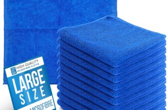 Microfibre Cleaning Cloth, Large Size 40x40cm, Super Absorbent Lint Free Microfiber Cloths Cleaning for Home, Kitchen, Surface, Mirrors, Bathrooms, Motorbike, Car (Blue, 10)