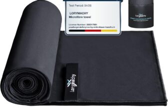 Microfibre Towel – 90180cm Silver-ion Infused Fabric Quick Dry Towels for Adults Lightweight & Highly Absorbent, Microfibre Beach Towel for Gym, Yoga, Travel, Camping and Hiking, Diamond Black
