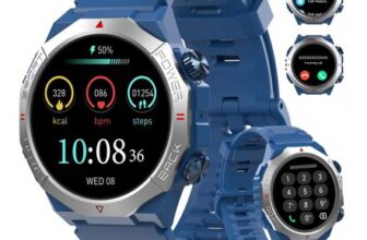 Military Smartwatch for Men, 112 Sports Modes, Calls, IP68 Blue