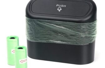 Mini 1.4l Car Organizer Bin with Lid and 40pcs Trash Bags