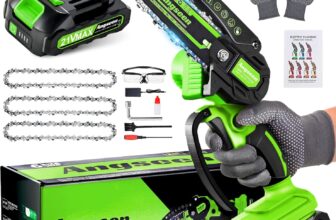 Mini Chainsaw Cordless 6 Inch, Electric Chain Saw with 3 Chains and 850W Motor, Small Battery Chainsaw with 1 Battery and Safety Lock, Light Weight Handheld Chain Saw for Wood Cutting Tree Trimming