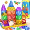 Mini Magnetic Tiles Travel Toddler Toys with Metal Tin Portable STEM Building Kids Toys for 3 4 5 6 7 8 Years Old Boys & Girls & Birthday Gifts