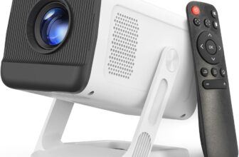Mini Projector with WIFI 6 and Bluetooth 5.4, Smart Portable Projector Supports 4K 1080P, projector for bedroom with Auto Keystone, Movie Projector with 180 Adjustable Stand.