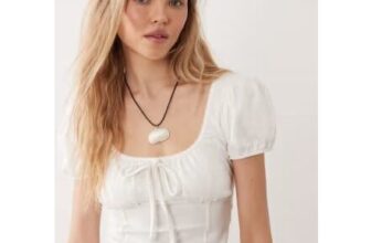 Miss Selfridge Puff Sleeve Milkmaid Top in White