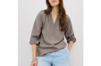 Mocha 3/4 Sleeve Popover Blouse – 22
