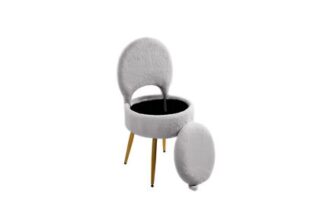 Modern Luxury Vanity Chair with Storage & Folding Backrest