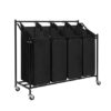 Mondeer 4-Bin Laundry Sorter Trolley with Removable Fabric Bags