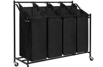 Mondeer 4-Bin Laundry Sorter Trolley with Removable Fabric Bags