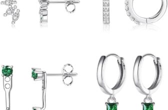 Morfetto 4 Pairs 14K Gold Plated Hypoallergenic Earrings Set for Women – Dainty Stud, Huggie, Small Hoop, and Dangle Cartilage Earrings for Multiple Piercings
