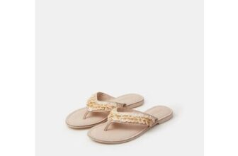 Mother of Pearl Embellished Flip Flops Ivory
