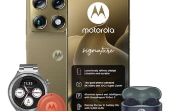 Motorola Signature 512GB Claim Moto Watch Premium Pack, Buds 2 & Tag 2 – iD 100GB data – £429 Upfront w/code – £14.99pm/24m