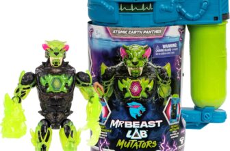 MrBeast Lab Hyper Fusion Mutators, Experiment & Create The Atomic Earth Panther, Add Mutation Fluid, Press The Fingerprint Scanner & Reveal The Panther, Over 20 Points Of Articulation, Collect All 3