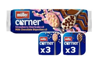 Muller Corner Chocolate Digestive and Strawberry Shortcake Yogurts 6 X 124g