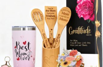 Mum Birthday Gifts from Daughter Son Valentines Day Mothers Day Gift Set Wooden Spoons Kitchen Cooking Gift Baskets Insulated Tumbler 20oz Key Chain