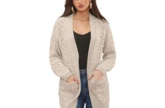 MyShoeStore Womens Chunky Cable Knit Cardigan