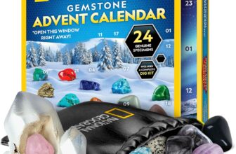 NATIONAL GEOGRAPHIC 2025 Gemstone Advent Calendar – Christmas Countdown Calendar for Kids with 24 Gems, Rock Collection, Mini Gem Dig Kit (English-Only Version)