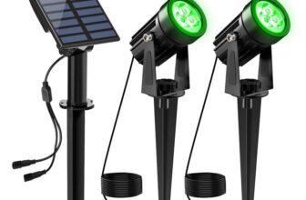 NATPOW Solar Spot Lights Outdoor Garden, Green Solar Garden Lights LED, IP65 Waterproof Outdoor Spotlights – Sold by LKA2 Store / FBA