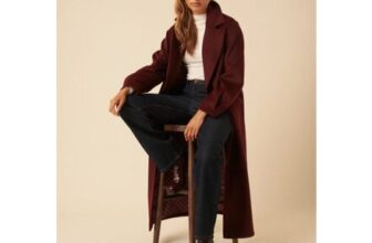 NC X Lisou Burgundy Wool Blend Tailored Longline Coat
