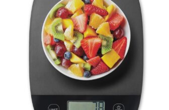 NUTRI FIT Digital Kitchen Scale Ultra Thin Electronic Scale Multifunction Kitchen Scale Large Display Plastic Platform 5kg/11lb-1g lb.oz fl.oz g ml(Black)