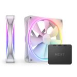 NZXT F140 RGB Duo Twin Pack with Controller, White – 2 x 140mm Dual-Sided RGB Fans with RGB Controller