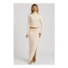 Nadina Modal Asymmetric-Waist Maxi Skirt in Ivory