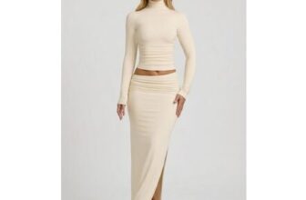 Nadina Modal Asymmetric-Waist Maxi Skirt in Ivory