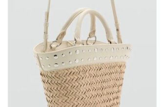 Natural Fibre Basket with Studs
