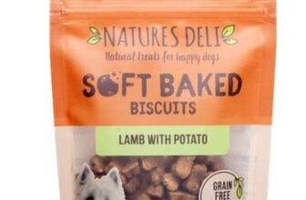 Natures Deli Soft Baked Biscuits Lamb with Potato Dog Treats, Oven Baked Grain Free Low Fat Treats for Dogs – 100g