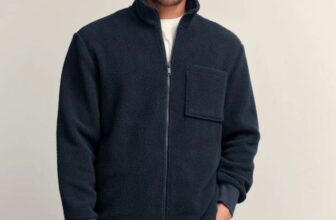 Navy Blue Zip Through Borg Fleece (All Sizes) Free C&C