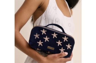 Navy Embroidered Makeup Bag